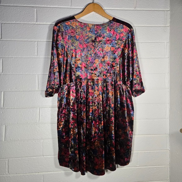 Natural Life Floral Stella Mini Dress Dark Moody Boho Tunic XL Whimsigoth Fairy - Picture 7 of 8